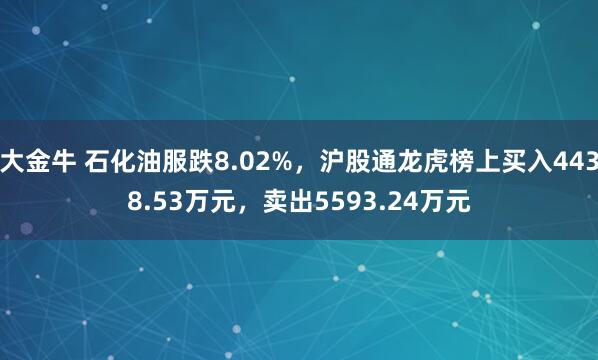 大金牛 石化油服跌8.02%，沪股通龙虎榜上买入4438.53万元，卖出5593.24万元