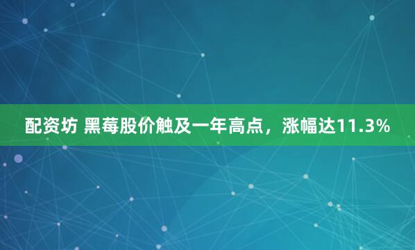 配资坊 黑莓股价触及一年高点，涨幅达11.3%